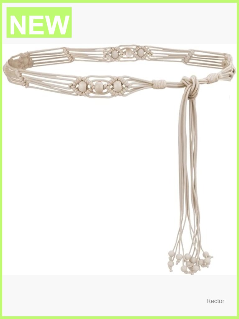 Vintage Boho Woven Rope Belt With Tassel Beaded Tie Waistband For Women
